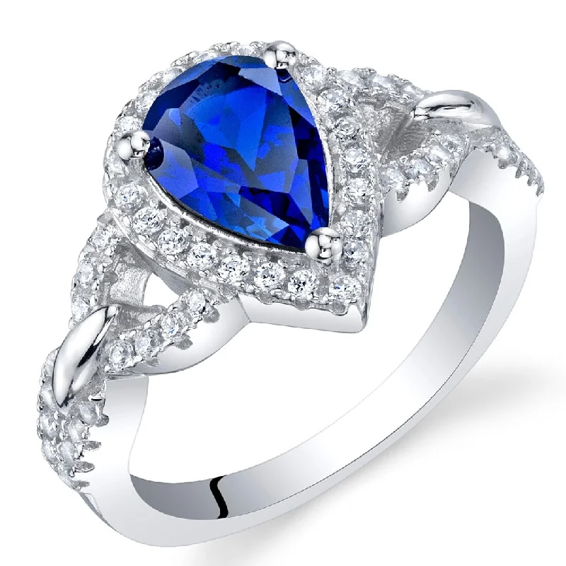 Women’s men’s style rings-Sterling Silver 1.75 ct Created Sapphire Halo Ring