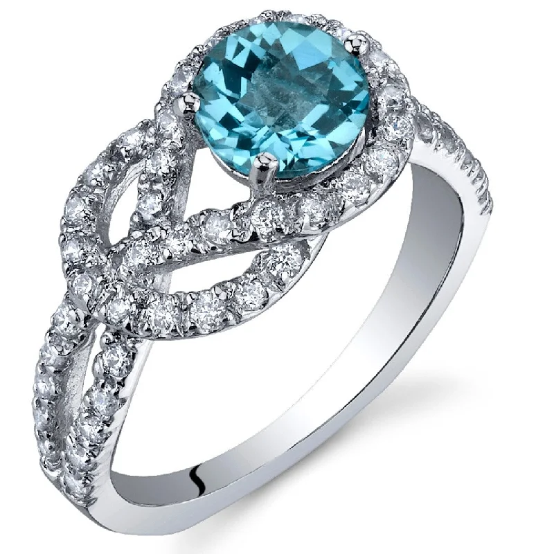 Women’s bridal rings-Sterling Silver 1 ct Swiss Blue Topaz Birthstone Ring