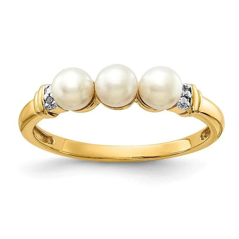 Women’s wedding bands-14k Diamond and FW Cultured Pearl Ring