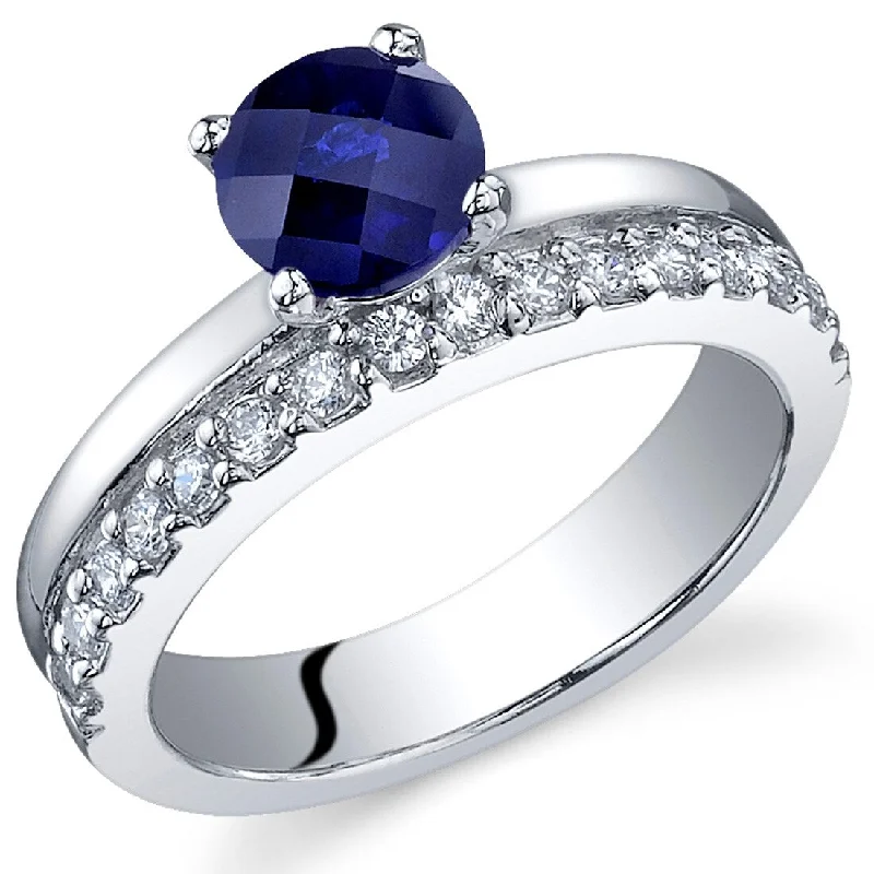 Women’s gold engagement rings-Sterling Silver 1.25 ct Created Sapphire Birthstone Ring