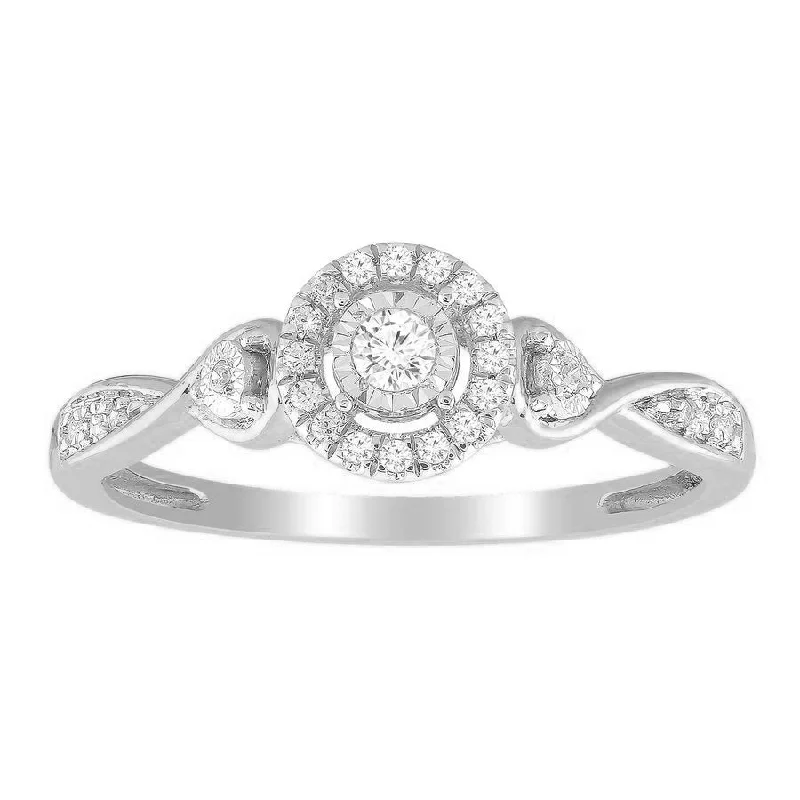 Women’s bridal rings-LADIES RING 0.15CT ROUND DIAMOND 10K WHITE GOLD