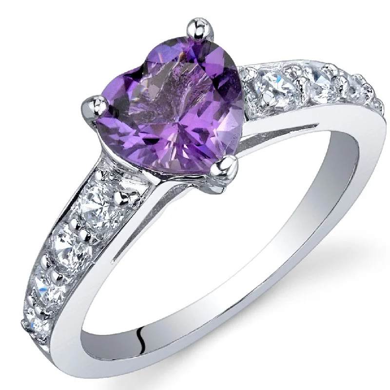 Women’s stackable rings-Sterling Silver 1 ct Amethyst Promise Ring