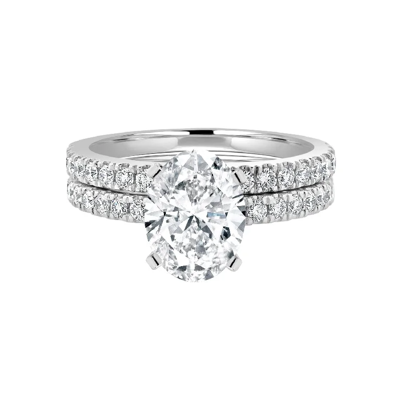 Women’s diamond solitaire rings-Auriya 14k-White Gold Lab Grown Oval Diamond Bridal-Ring-Set 1.75 ct. tw. (F-G VS)