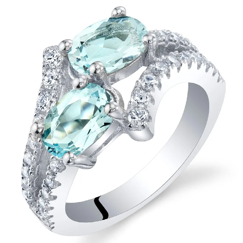 Women’s antique rings-Sterling Silver 1.25 ct Aquamarine Birthstone Ring