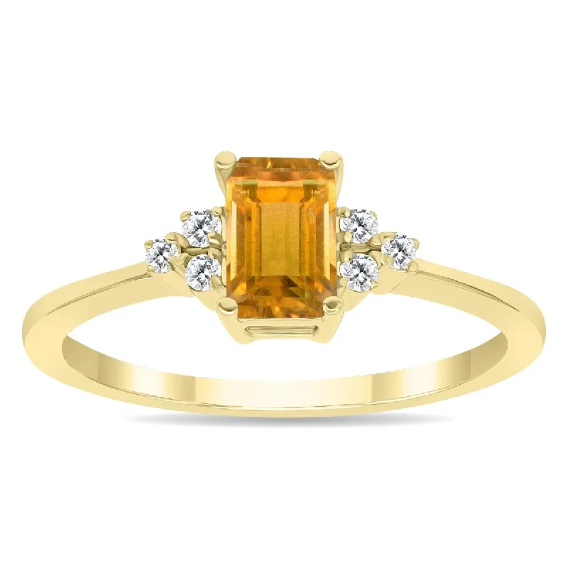 Women’s personalized rings-Citrine and Diamond Regal Ring in 10k Yellow Gold