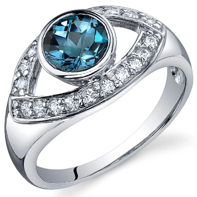 Women’s custom-designed rings-Sterling Silver 1 ct London Blue Topaz Birthstone Ring