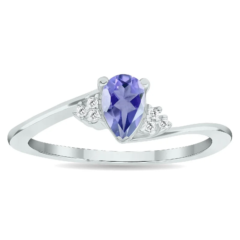 Women’s halo rings-Women's Tanzanite and Diamond Tierra Ring in 10K White Gold