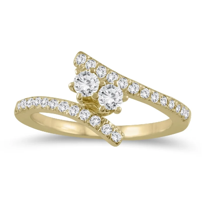 Women’s elegant rings-Marquee 1/2 Carat TW Two Stone Diamond Ring in 10K Yellow Gold