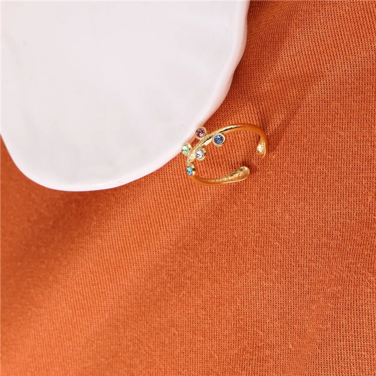 Women’s men’s rings for women-Ig Style Cute Leaves Stainless Steel Gold Plated Zircon Open Rings In Bulk