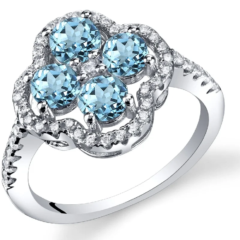 Women’s diamond rings-Sterling Silver 1 ct London Blue Topaz Birthstone Ring