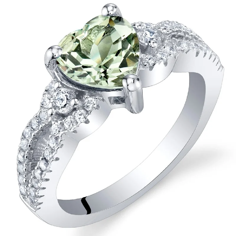 Women’s cocktail gemstone rings-Sterling Silver 1 ct Green Amethyst Birthstone Ring