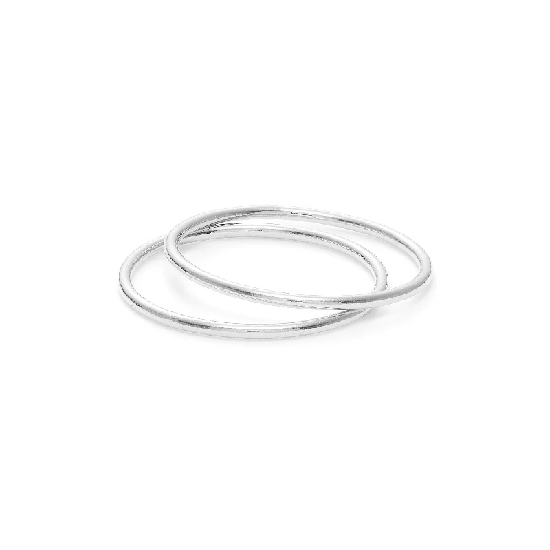 Women’s rose gold rings-Stacking Rings - Silver