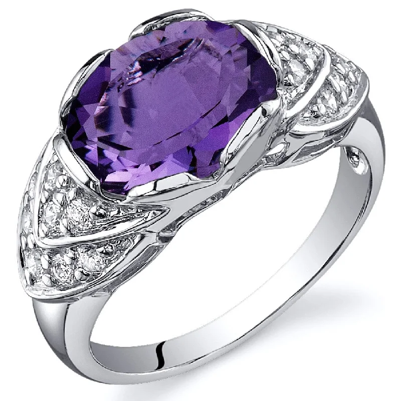 Women’s diamond rings-Sterling Silver 2.25 ct Amethyst Cocktail Ring