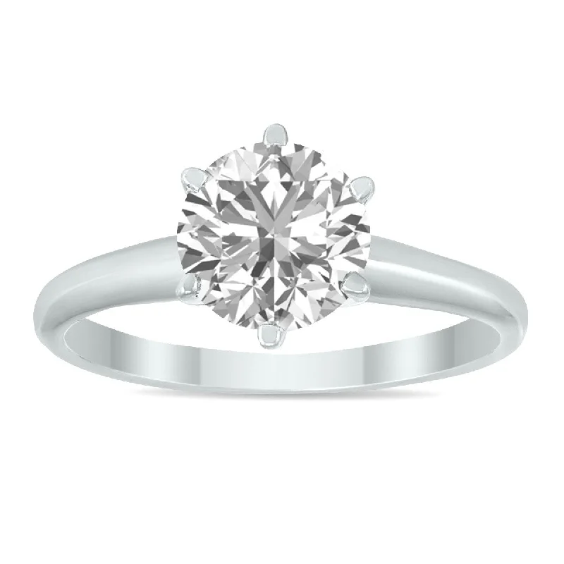 Women’s classic rings-IGI Certified Lab Grown 1 1/10 Carat Diamond Solitaire Ring in 14K White Gold (J Color, SI1 Clarity)