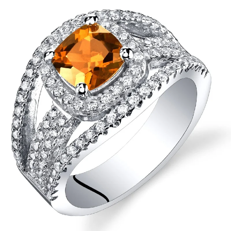 Women’s classic wedding rings-Sterling Silver 1.25 ct Created Padparadscha Sapphire Birthstone Ring