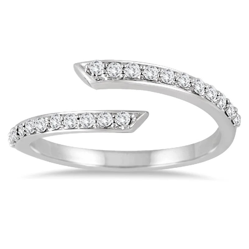 Women’s birthstone wedding rings-Marquee 1/3 Carat TW Split Bypass Diamond Ring in 14K White Gold