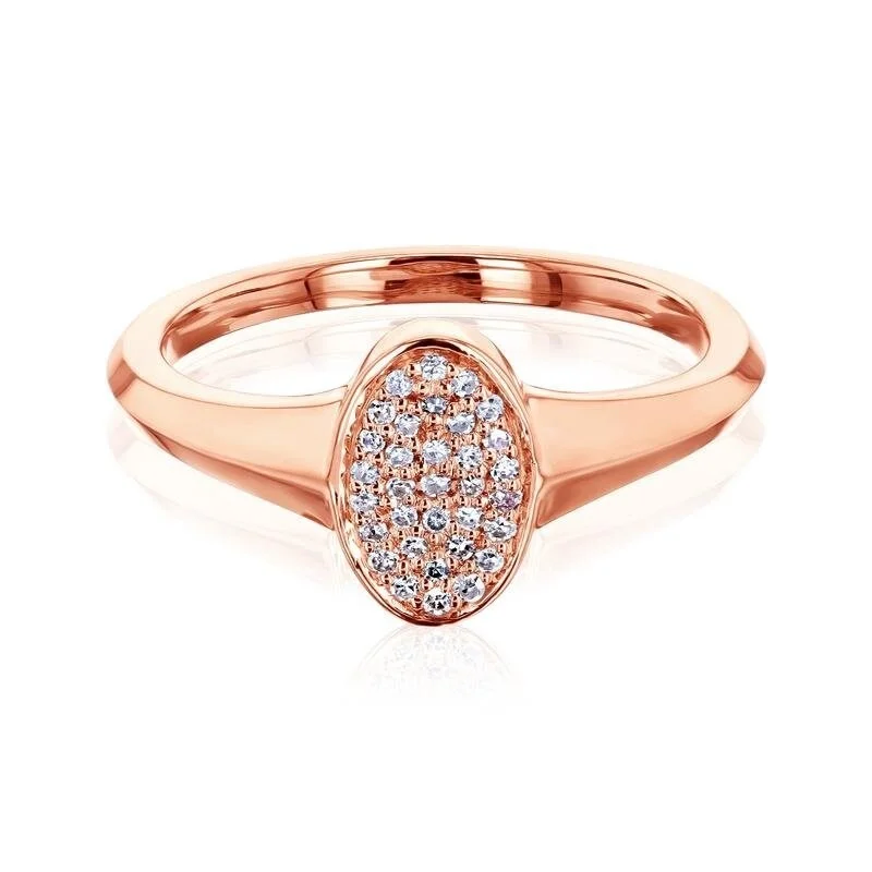 Women’s vintage style rings-Annello by Kobelli 10k Rose Gold Cluster Diamond Stippled Oval Ring (HI/I)