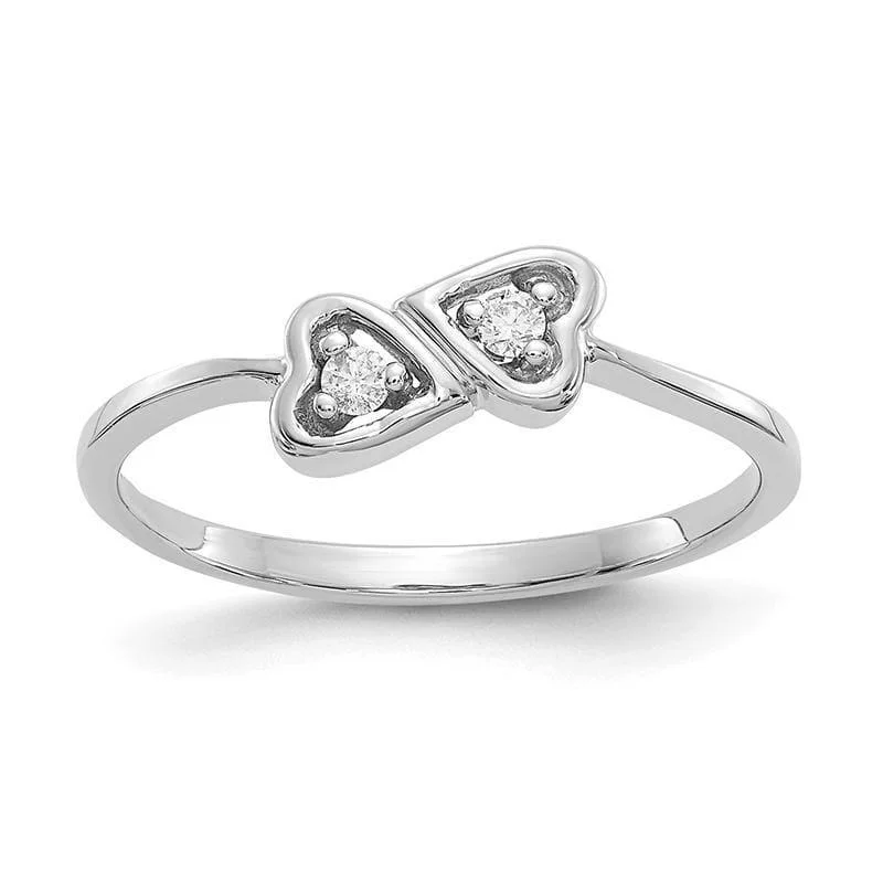 Women’s sterling silver rings-14k White Gold Polished AA Diamond Heart Ring