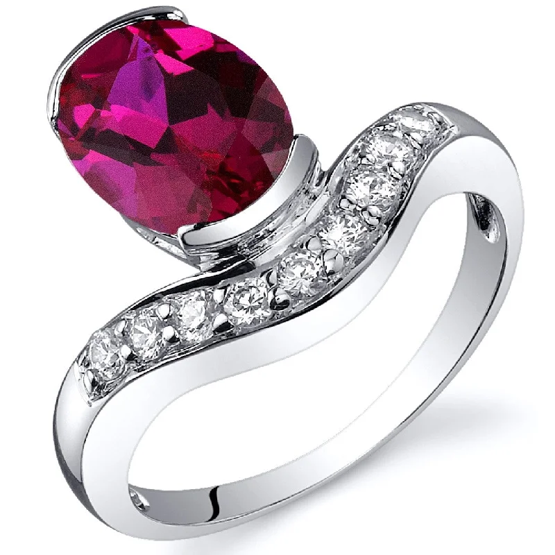 Women’s custom rings-Sterling Silver 2.5 ct Created Ruby Birthstone Ring