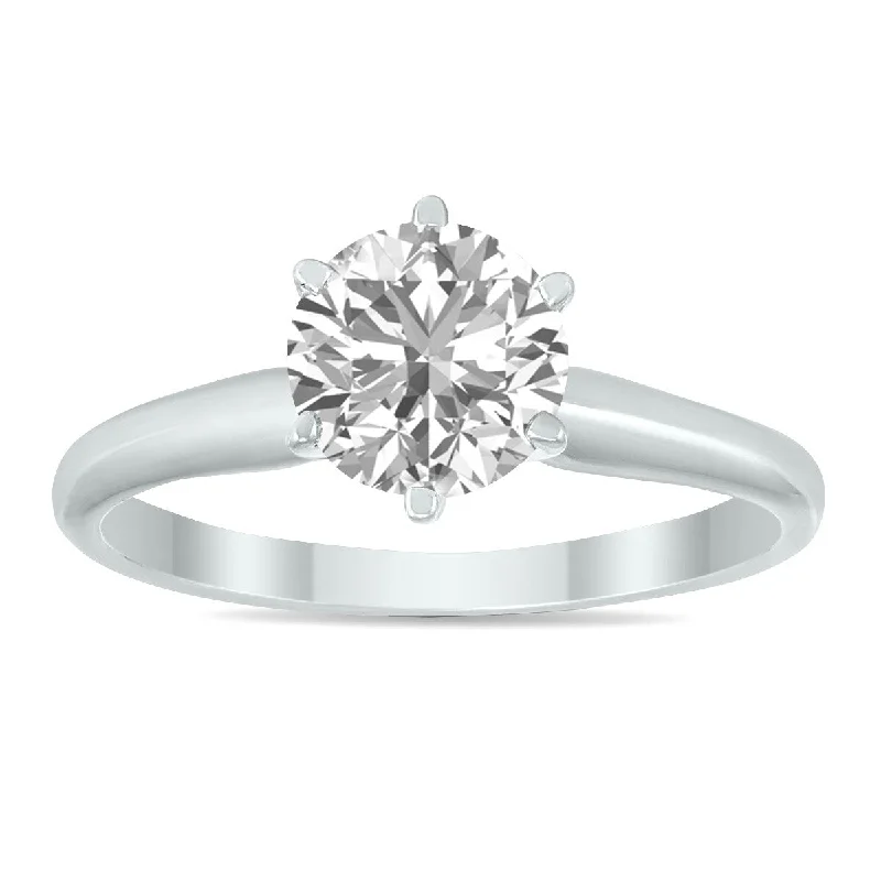 Women’s high-end rings-IGI Certified Lab Grown 1 Carat Diamond Solitaire Ring in 14K White Gold (I Color, SI2 Clarity)