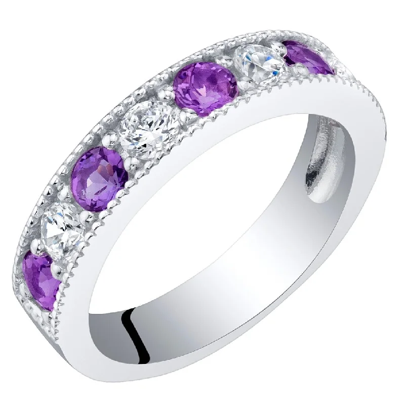 Women’s twisted rings-Sterling Silver 0.5 ct Amethyst Stackable Ring