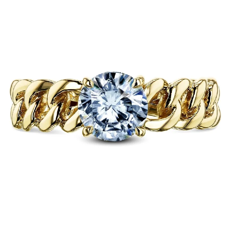 Women’s sapphire rings-Annello by Kobelli 14k Yellow Gold 3/4ct TDW Diamond Solitaire Chain Link Ring