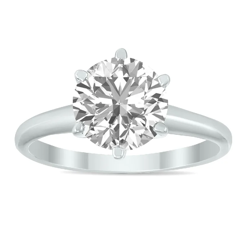 Women’s simple gold rings-IGI Certified Lab Grown 1 1/4 Carat Diamond Solitaire Ring in 14K White Gold (J Color, SI2 Clarity)