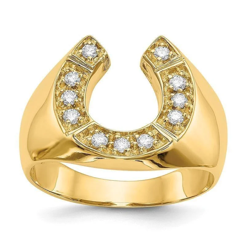 Women’s fashion rings-14k Diamond Horseshoe Men's Ring