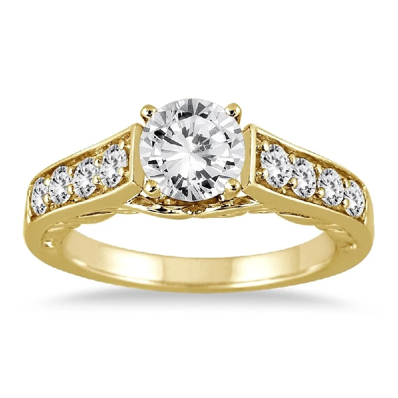 Women’s wedding sets-AGS Certified 1 1/2 Carat TW Diamond Ring in 14K Yellow Gold (J-K Clarity, I2-I3 Clarity)