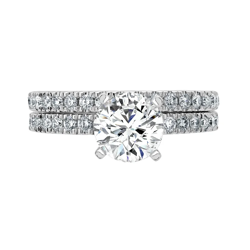 Women’s cubic zirconia engagement rings-Auriya 14k-White Gold Lab Grown Round Diamond Bridal-Ring-Set 1.45 ct. tw. (G-H VS)