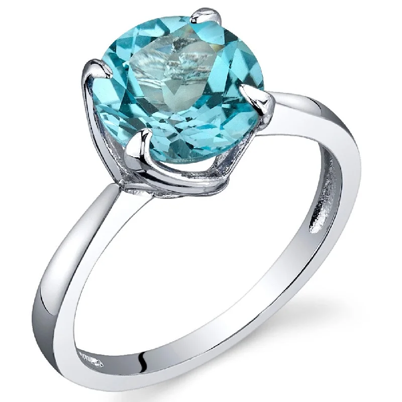 Women’s infinity rings-Sterling Silver 2.25 ct Swiss Blue Topaz Birthstone Ring