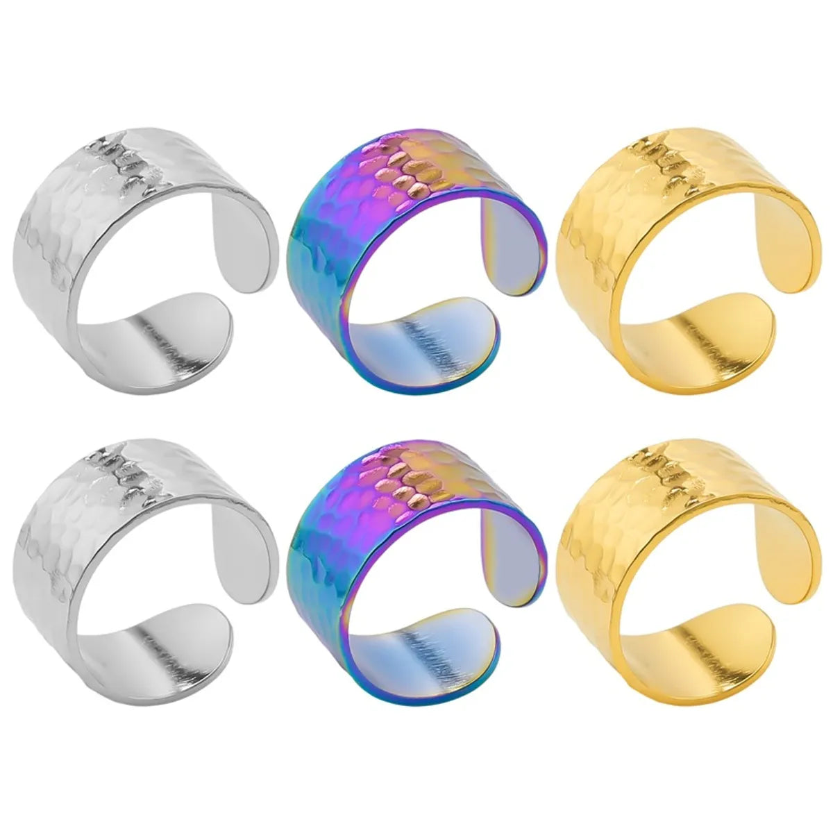 Women’s adjustable rings-Hip-hop Retro Solid Color Fish Scales Stainless Steel Polishing Open Rings