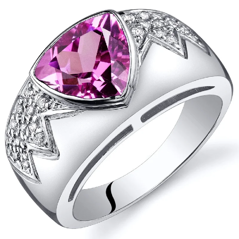 Women’s sterling silver rings-Sterling Silver 2.5 ct Created Pink Sapphire Birthstone Ring