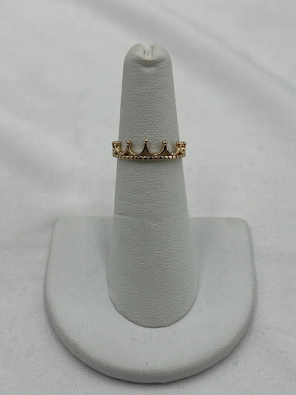 Women’s adjustable gemstone rings-14kt yg beaded crown ring size 5 1.25g