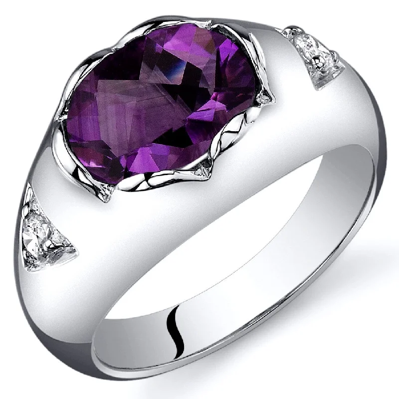 Women’s wedding rings-Sterling Silver 1.5 ct Amethyst Promise Ring