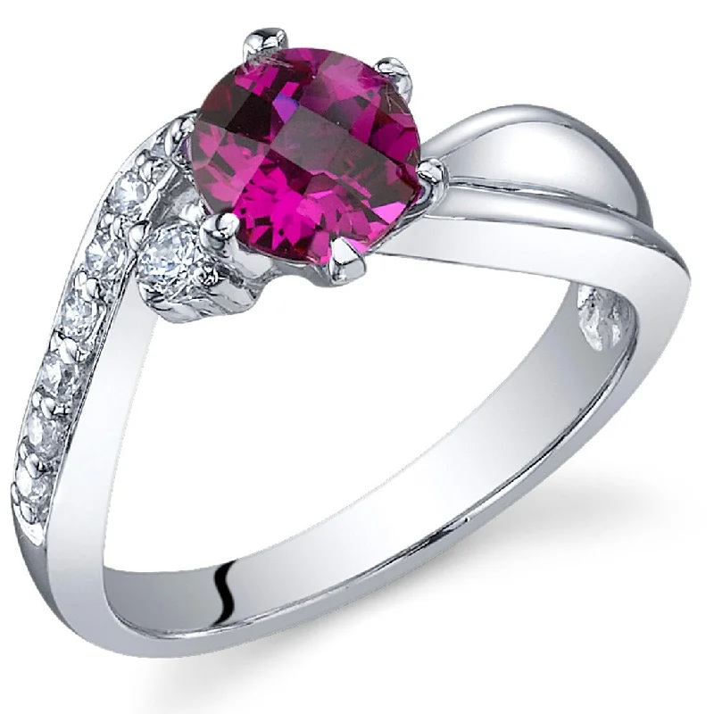 Women’s diamond wedding bands-Sterling Silver 1 ct Created Ruby Birthstone Ring