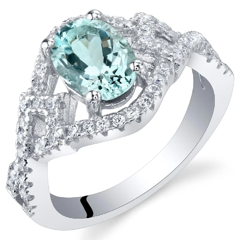 Women’s wedding bands-Sterling Silver 1 ct Aquamarine Birthstone Ring