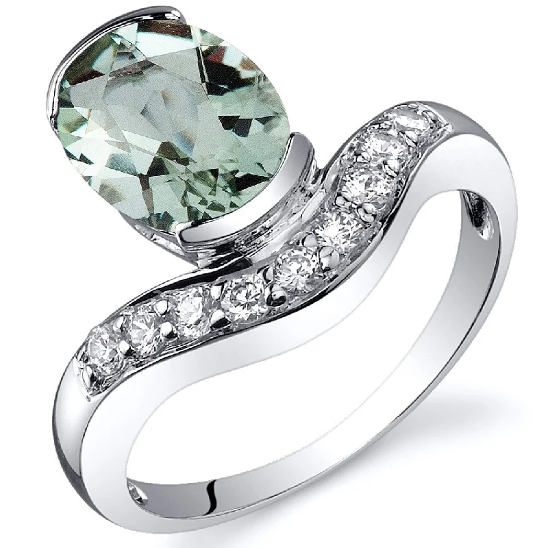 Women’s eternity rings-Sterling Silver 1.75 ct Green Amethyst Birthstone Ring