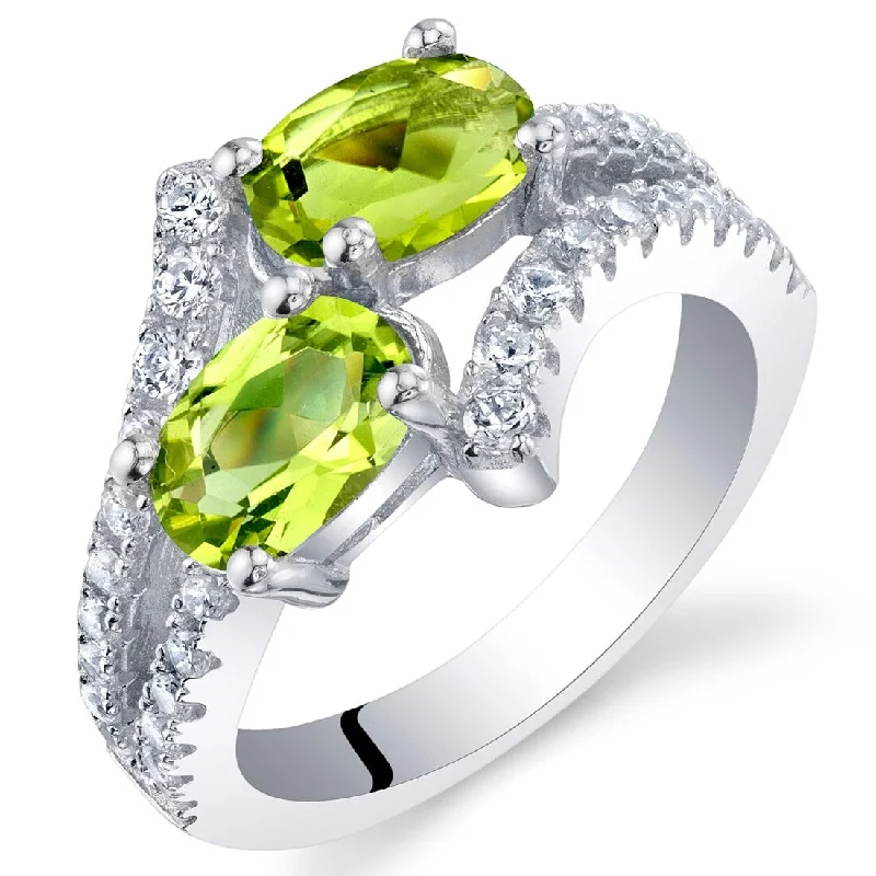 Women’s infinity rings-Sterling Silver 1.5 ct Peridot Birthstone Ring