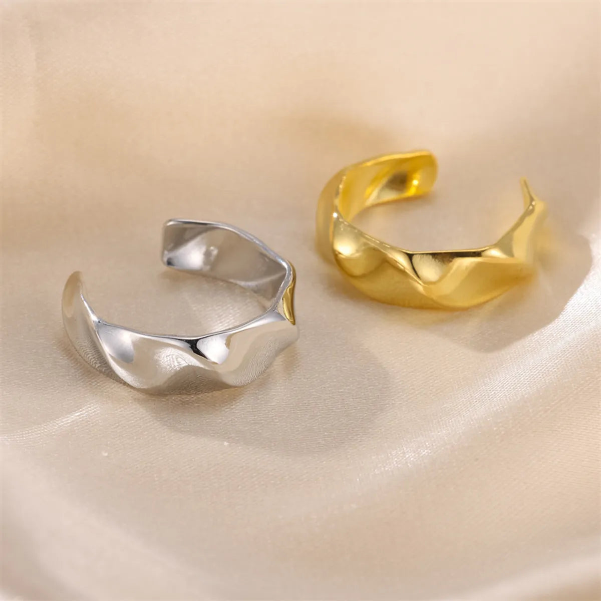 Women’s engraved rings-Wholesale Simple Style Commute Solid Color Stainless Steel Plating Gold Plated Open Rings