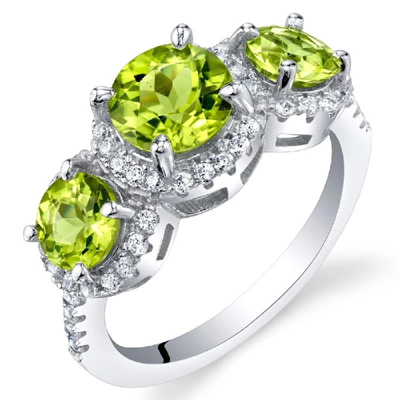 Women’s unique wedding rings-Sterling Silver 2.25 ct Peridot Halo Ring