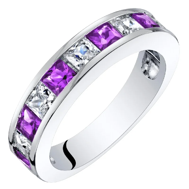 Women’s gold plated rings-Sterling Silver 1 ct Amethyst Birthstone Ring