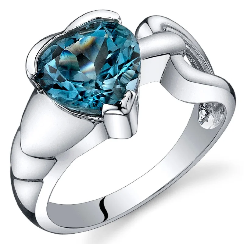 Women’s ruby rings-Sterling Silver 2 ct London Blue Topaz Solitaire Ring