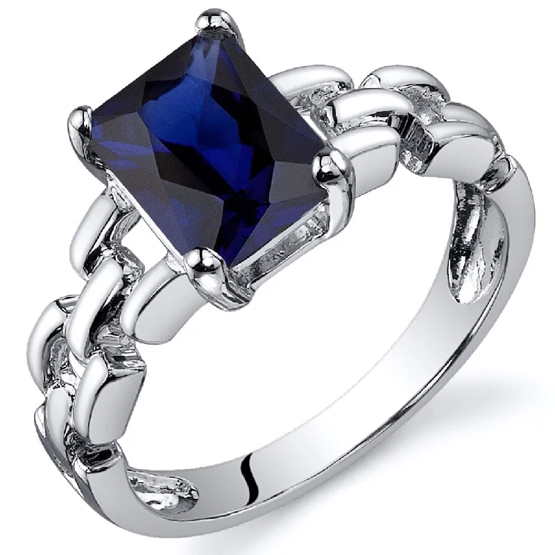 Women’s contemporary rings-Sterling Silver 2 ct Created Sapphire Solitaire Ring