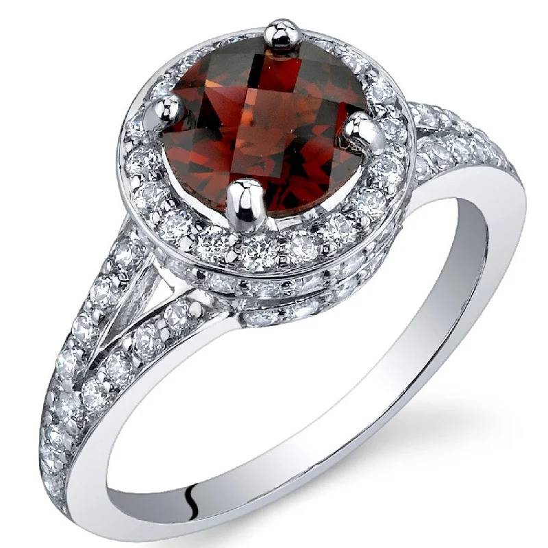 Women’s platinum rings-Sterling Silver 1.5 ct Garnet Birthstone Ring