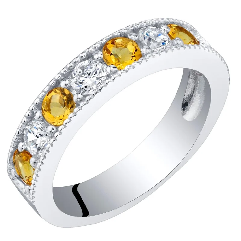 Women’s gold engagement rings-Sterling Silver 0.5 ct Citrine Stackable Ring