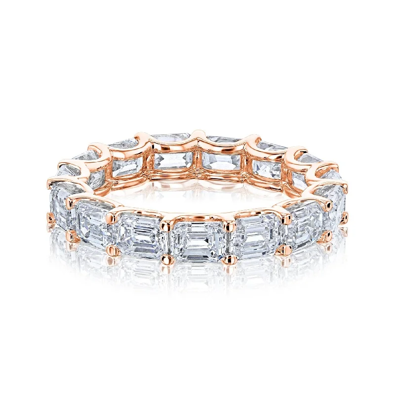 Women’s cubic zirconia rings-Annello by Kobelli 14k Gold East West Lab Grown Diamond (4x3mm) Eternity Ring (DEF/VS)