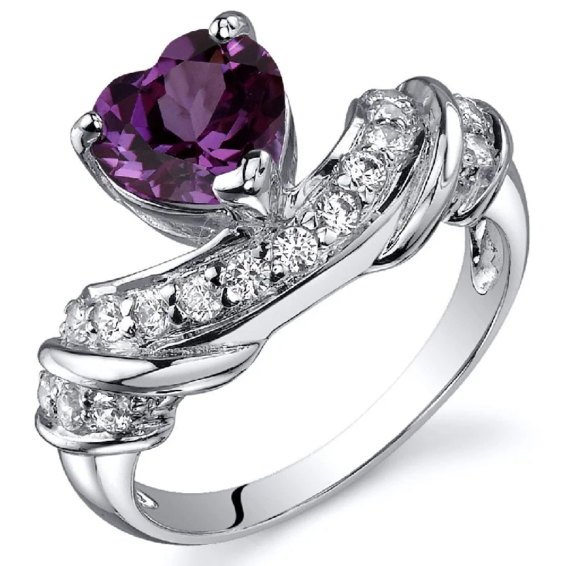 Women’s large rings-Sterling Silver 1.75 ct Color-changing Alexandrite Ring