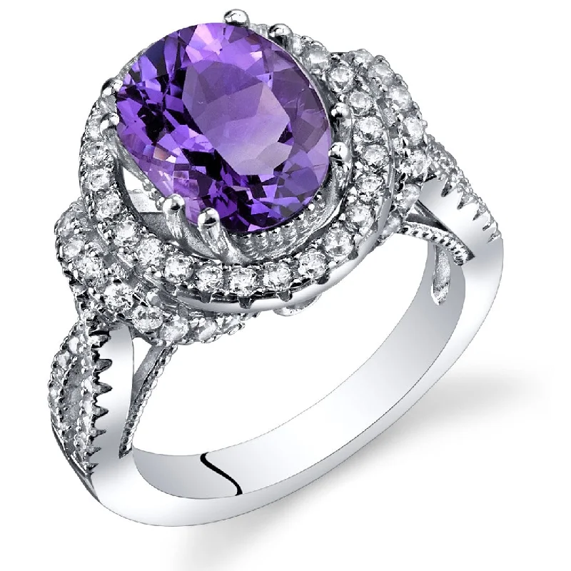 Women’s chunky rings-Sterling Silver 2.25 ct Amethyst Birthstone Ring