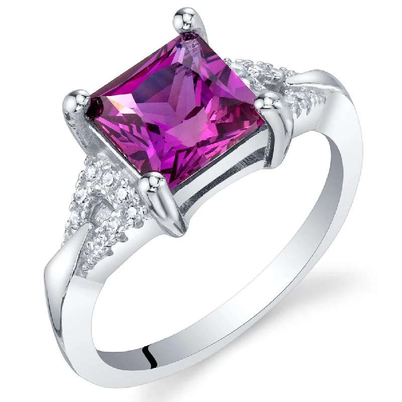 Women’s unique rings-Sterling Silver 2.25 ct Created Purple Sapphire Birthstone Ring